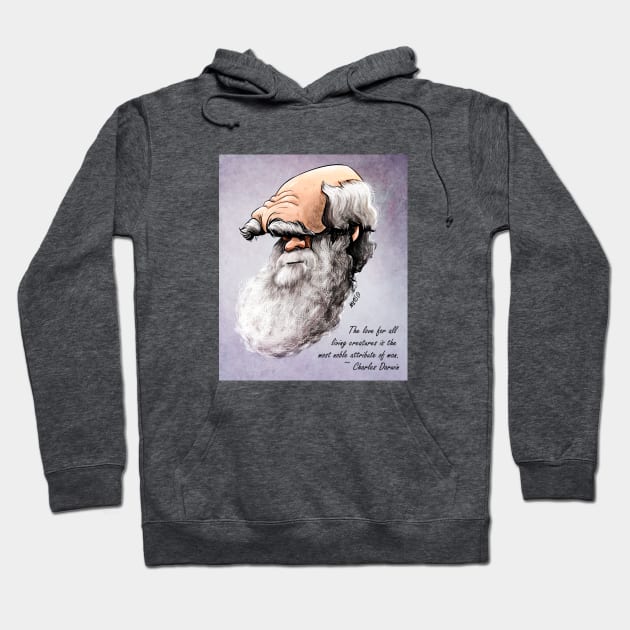 Caricature: Charles Darwin Hoodie by MituCartoon